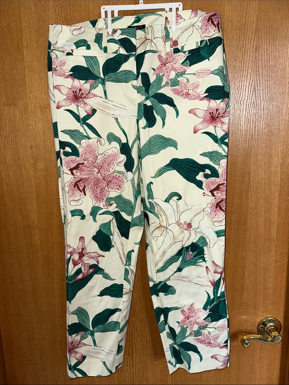 Ann Taylor Floral Print Cream Pants